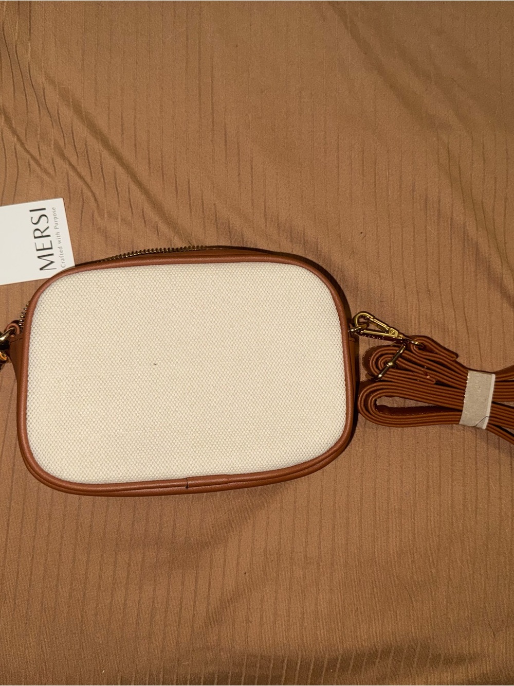 NWT Mersi Cream and Brown Crossbody Bag